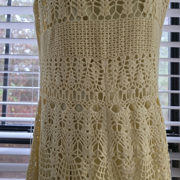 Lauren Ralph Lauren Size M Yellow Crochet Sleeveless Dress New. - Picture 1 of 12